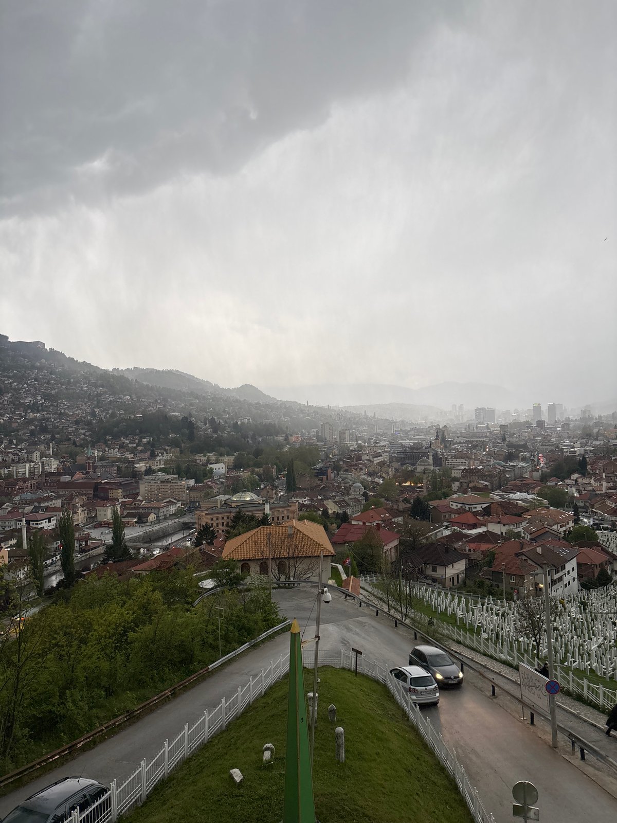 Overcast skies observed over Sarajevo cityscape