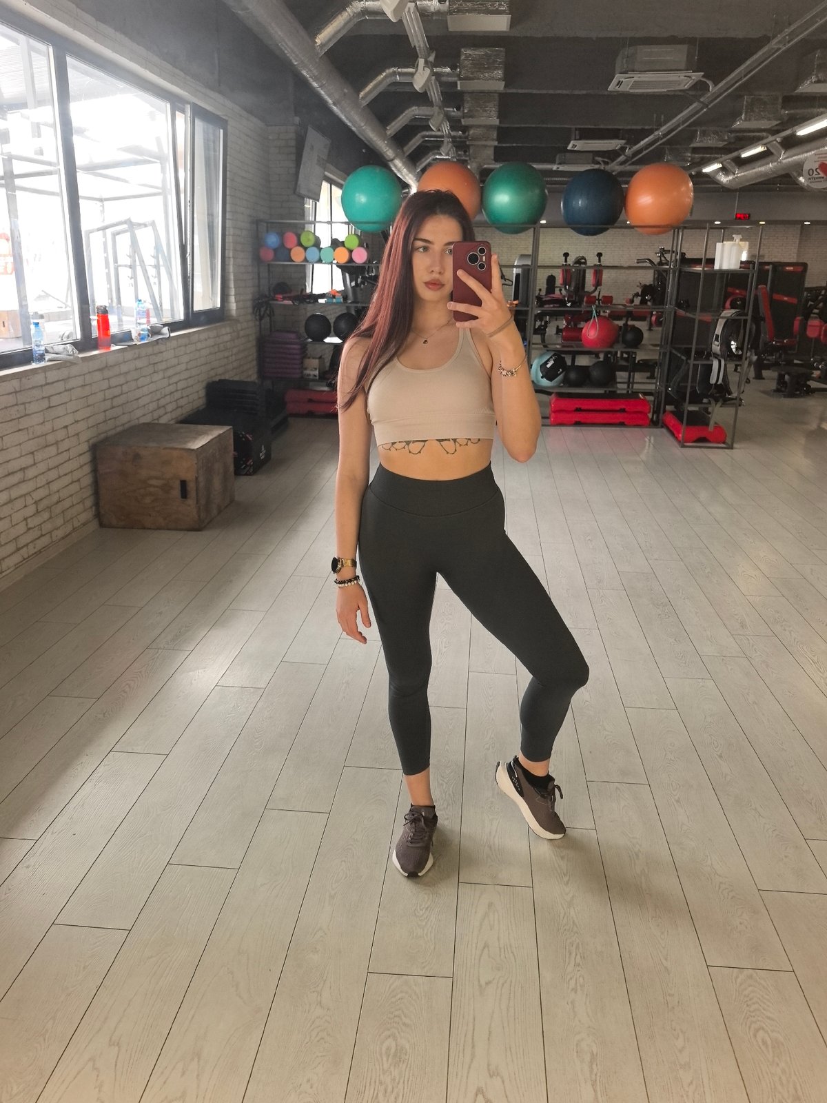 Woman takes workout selfies at gym, bathroom in Bulgaria
