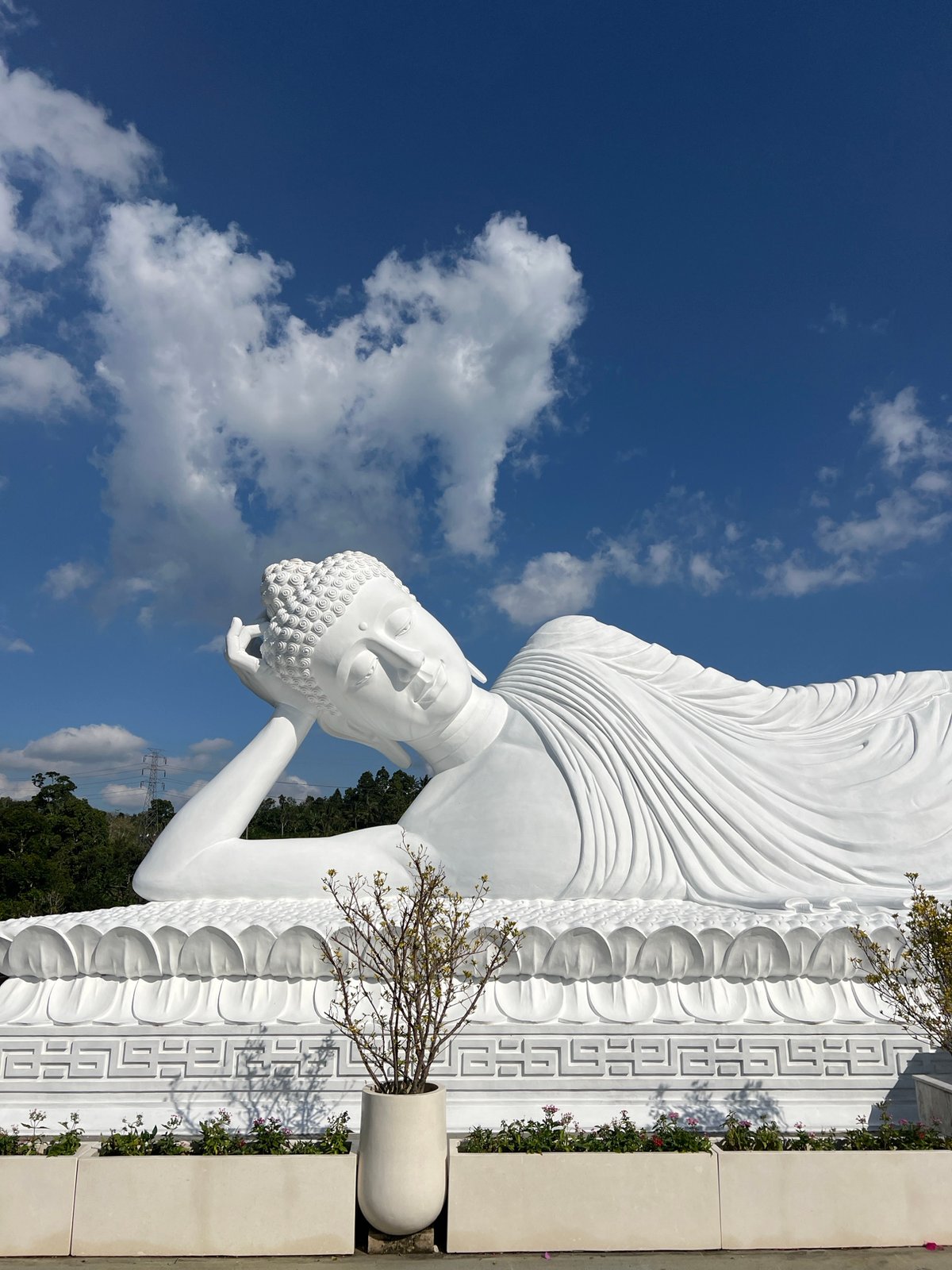 Buddhist temple visit in Pupuan with reclining Buddha statue