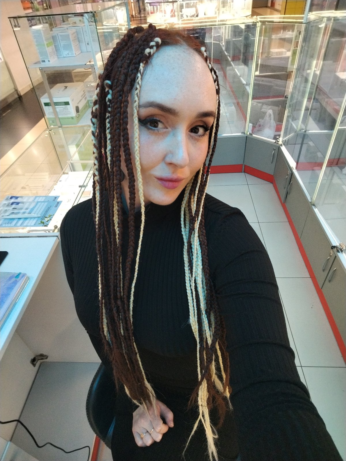 Woman takes selfies in Izhevsk, Russia