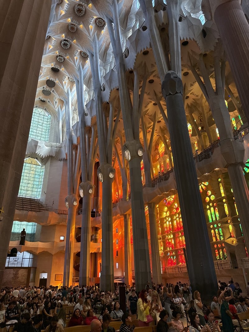 Tourist captures Sagrada Familia's luminous interior in Barcelona