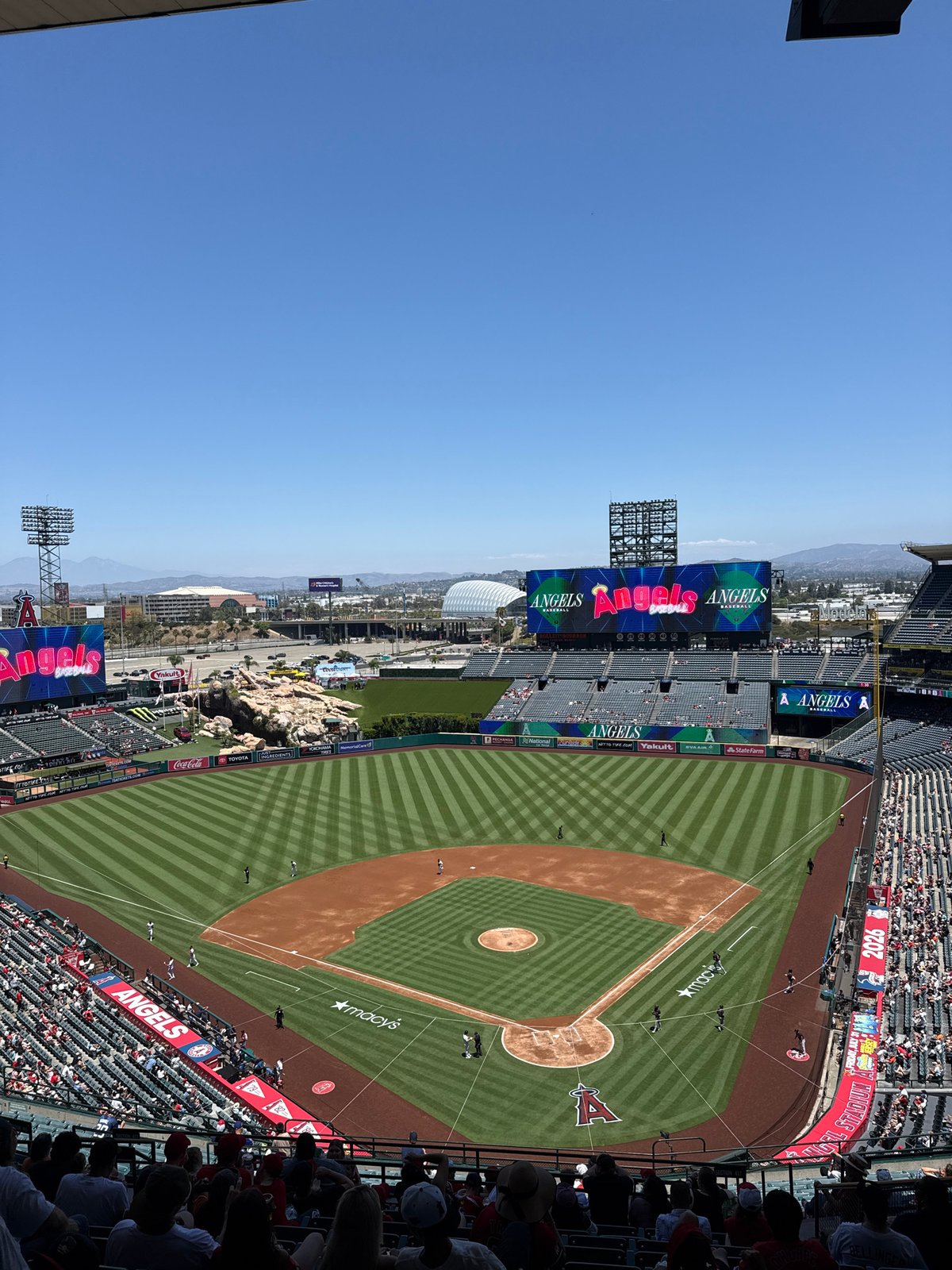 Angel Stadium game, full house under clear skies