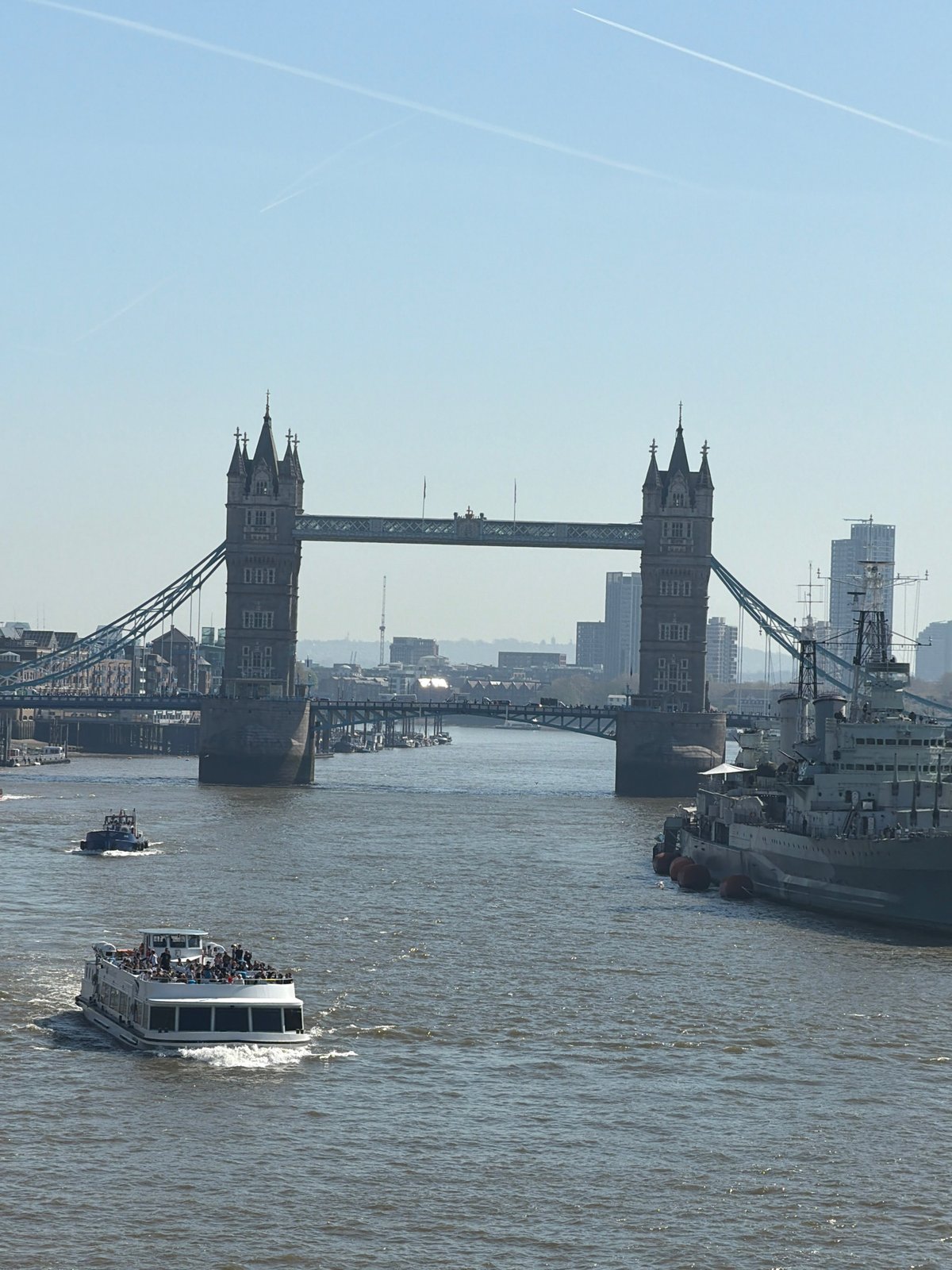 Tourist captures Tower Bridge and St. Paul's Cathedral views