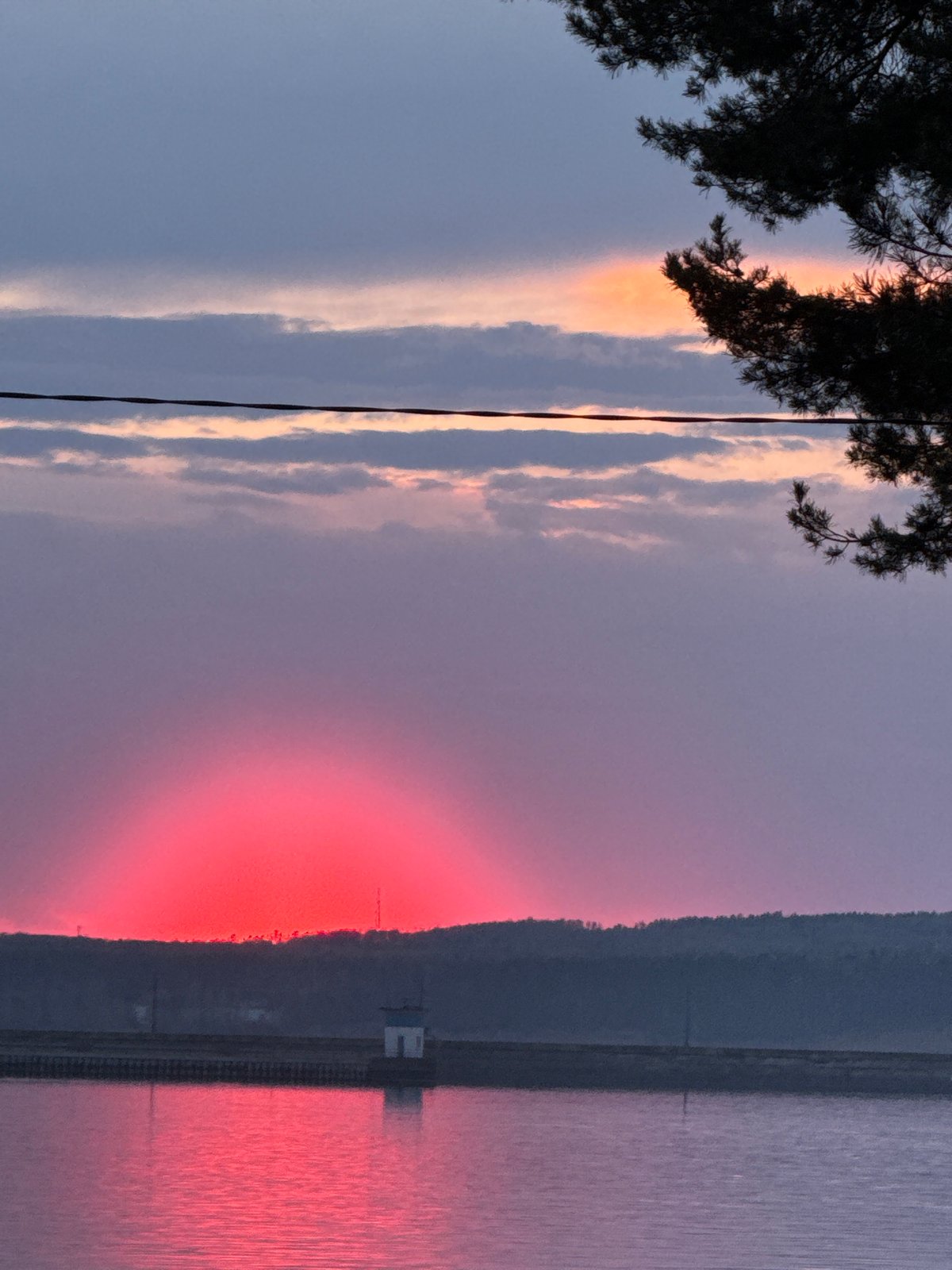 Sunset gathering with May Day display captured in Chaikovsky