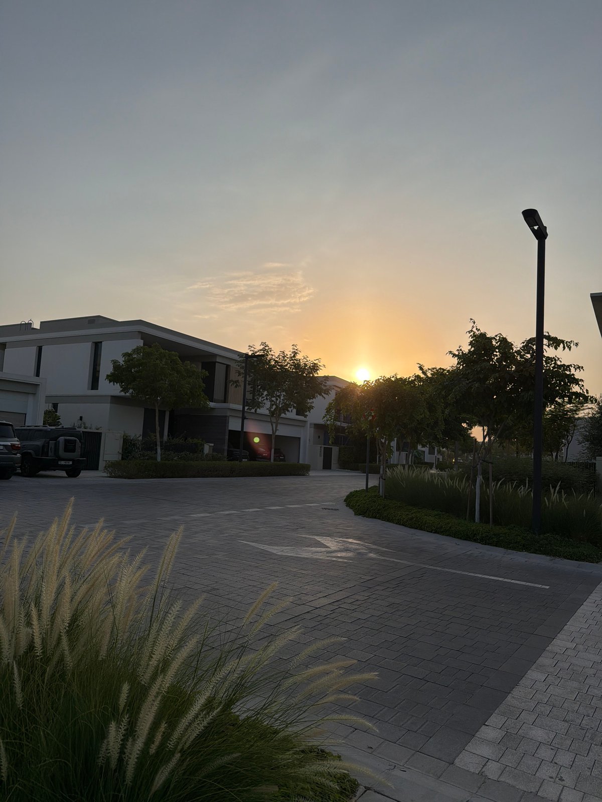 Dubai evening: sunset streets and a gym workout selfie