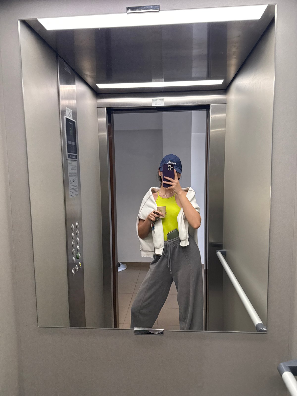 Mirror selfie taken in modern elevator in Plovdiv
