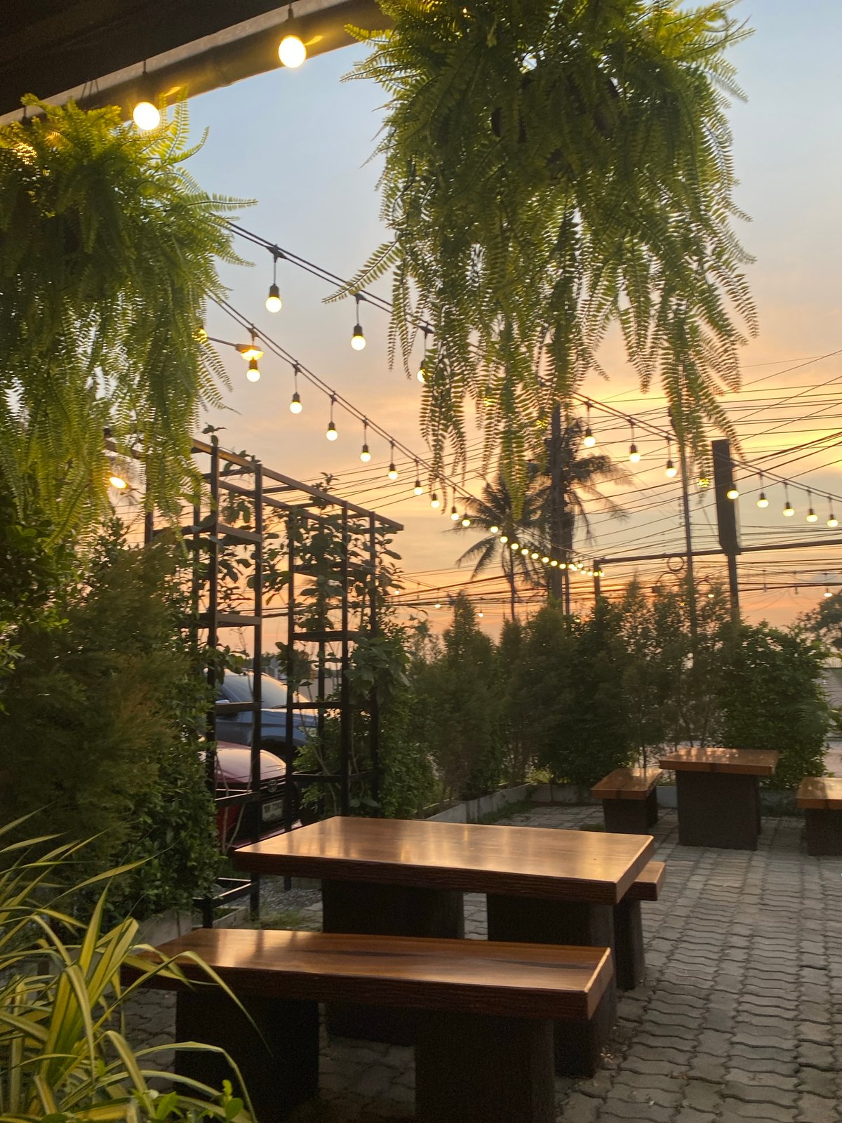 Evening dining captured at outdoor restaurant in Choeng Thale