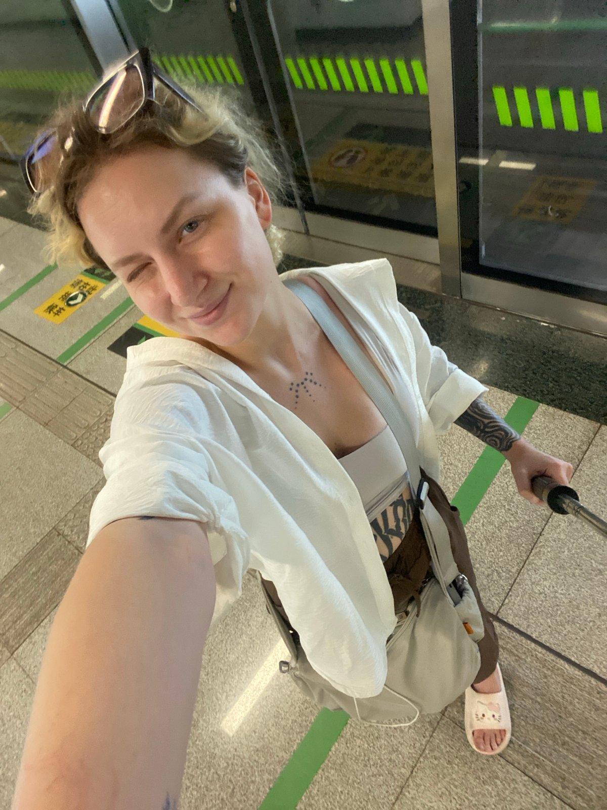 Subway station selfie in Xishan District, China