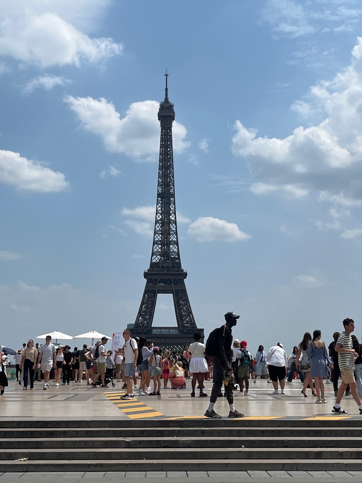 Eiffel Tower area from multiple angles, midday June
