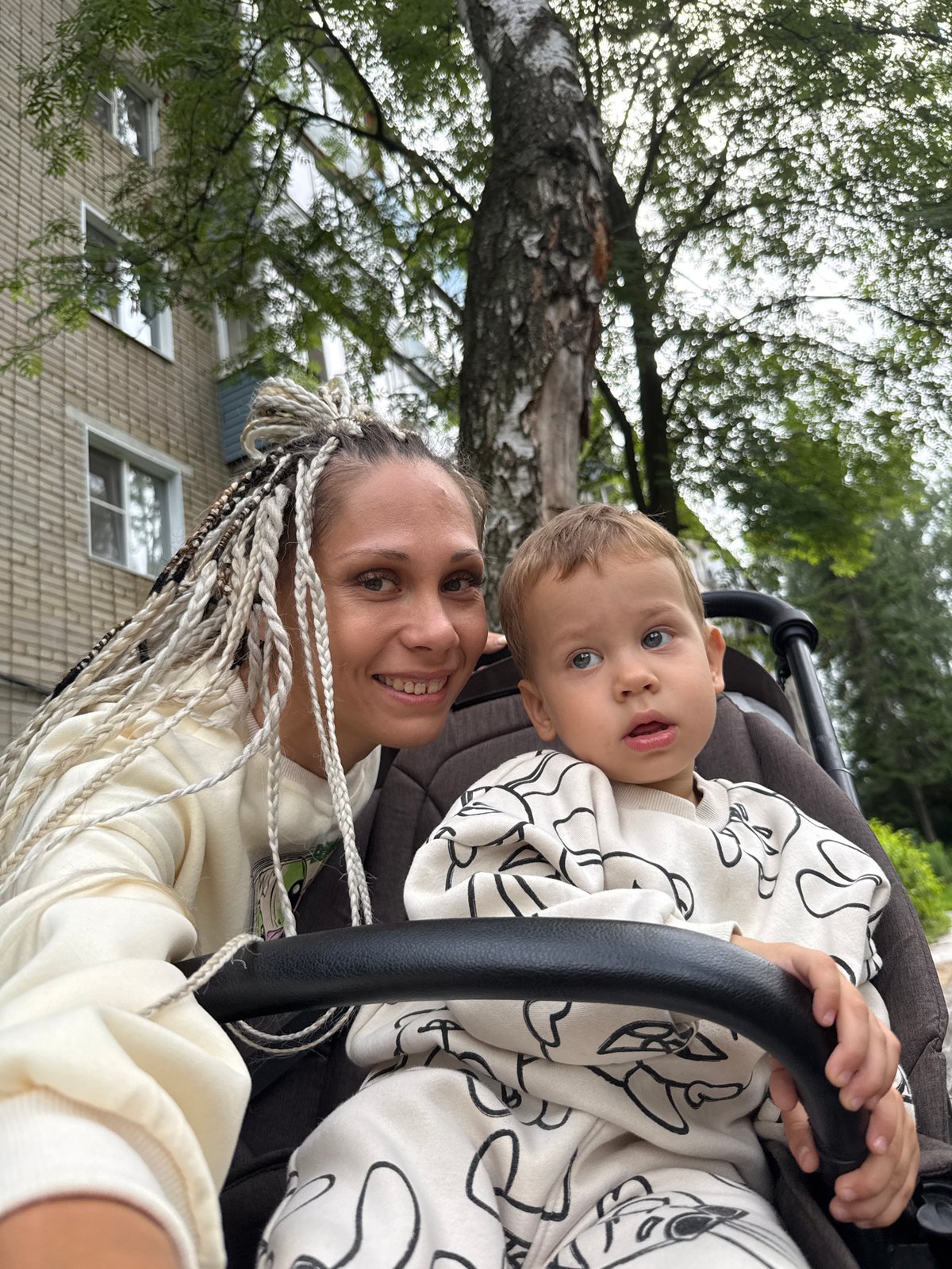 Morning park outing with a toddler in Rusanovo, Russia