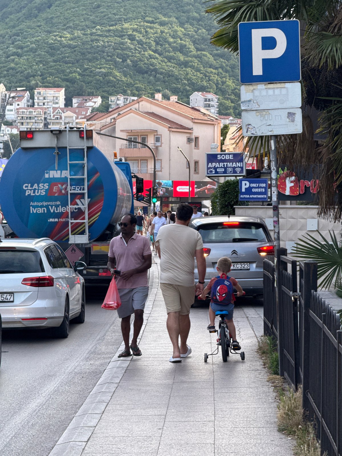 Ordinary afternoon life documented across Budva, Montenegro streets