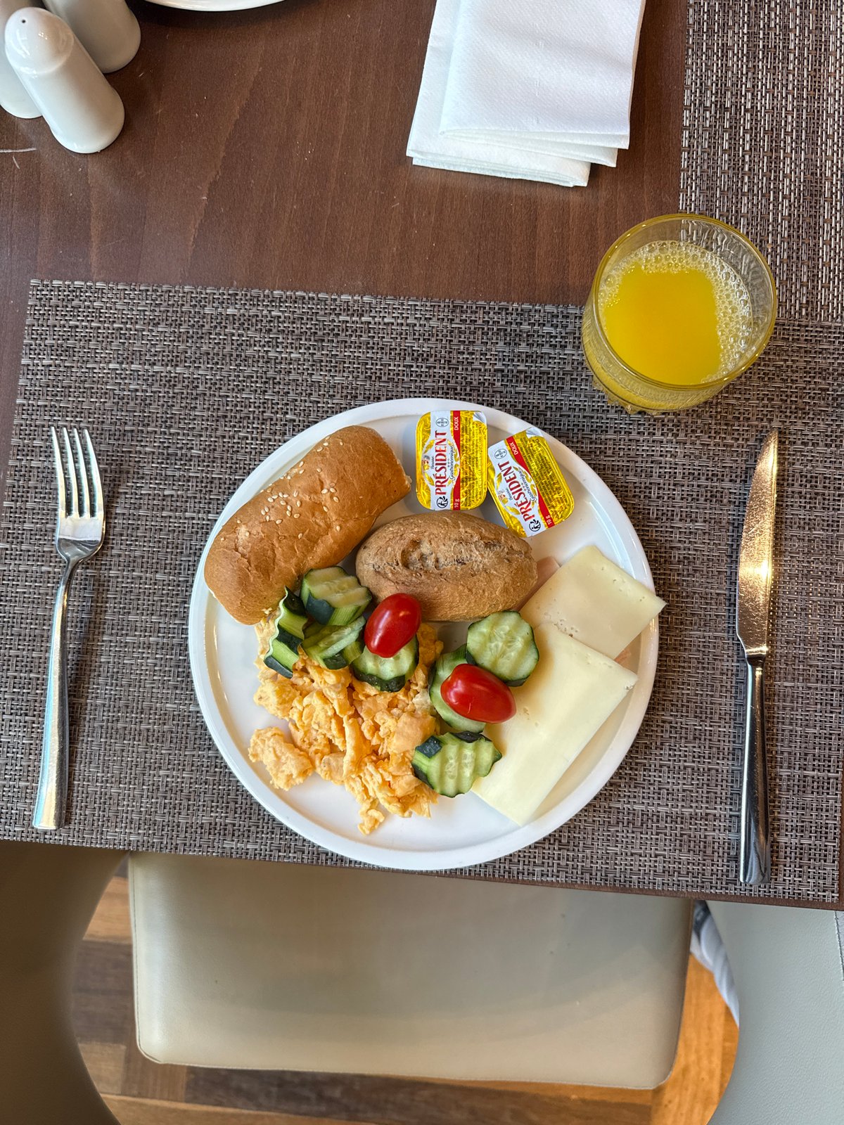 Morning breakfast documented in Belgrade featuring international cuisine