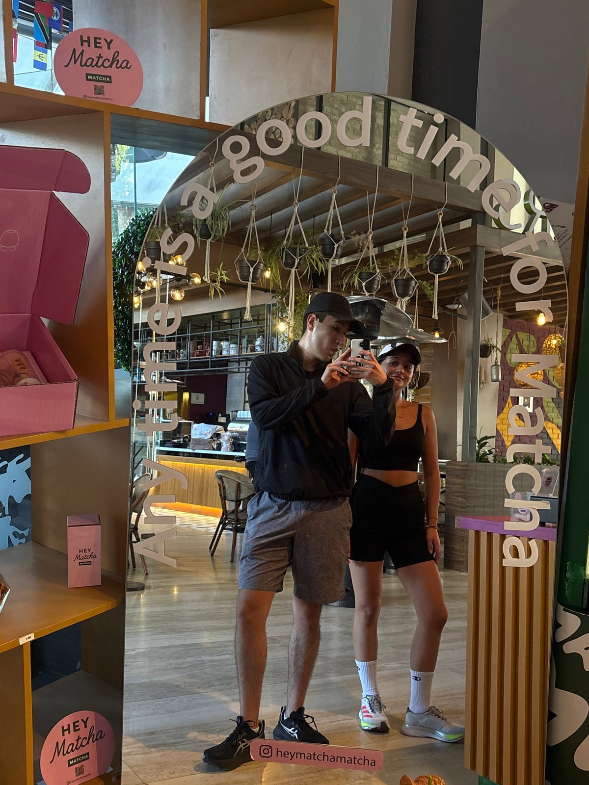 Afternoon customers enjoy matcha drinks at Mexican cafe