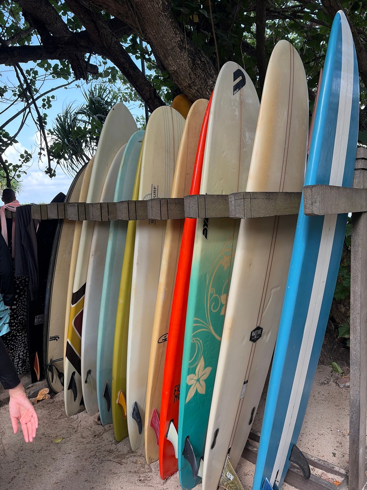 Kuta Beach surf scene: boards, shops, and beachside life