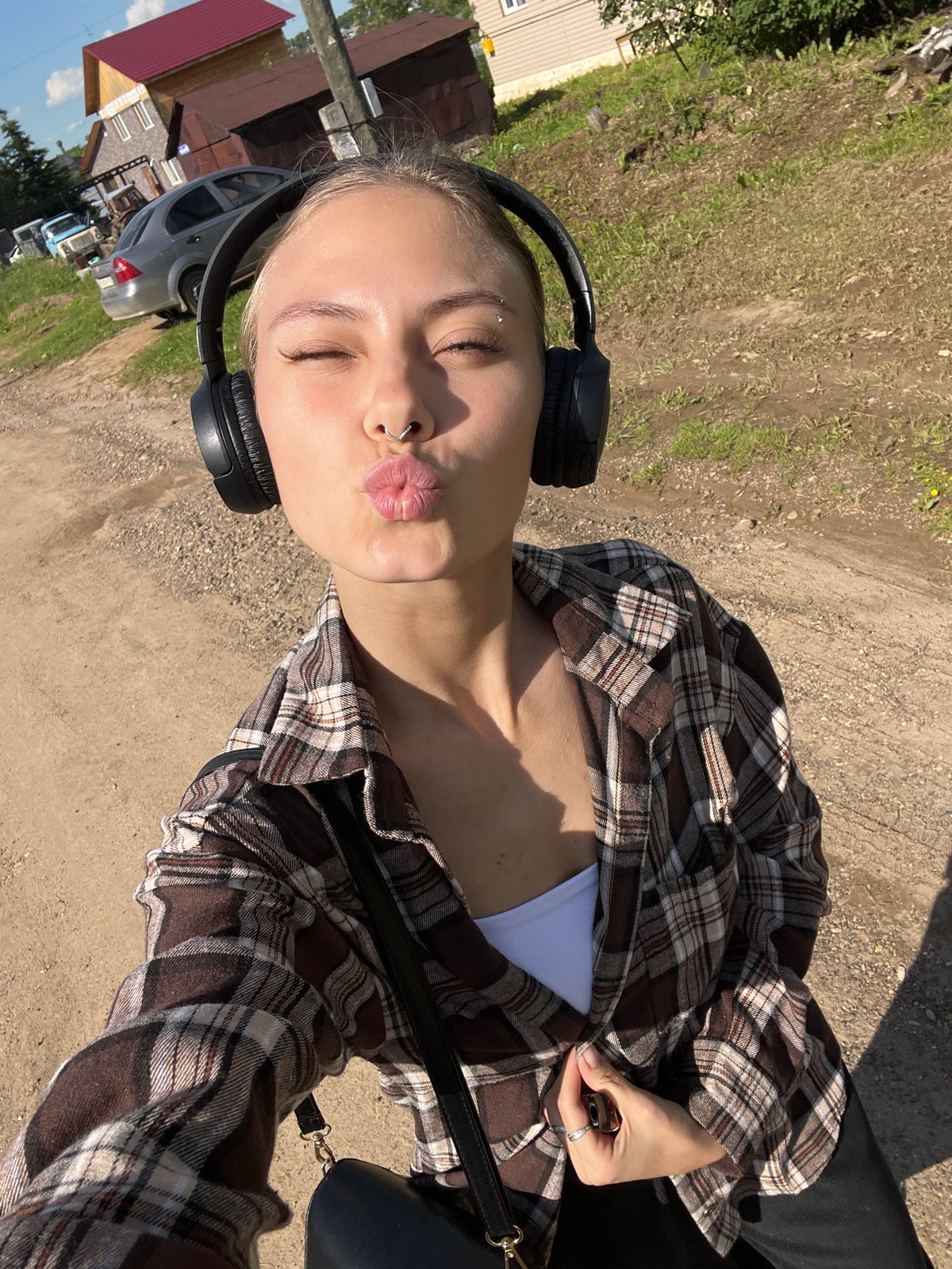 Outdoor selfie under a blue sky in Foky, Russia