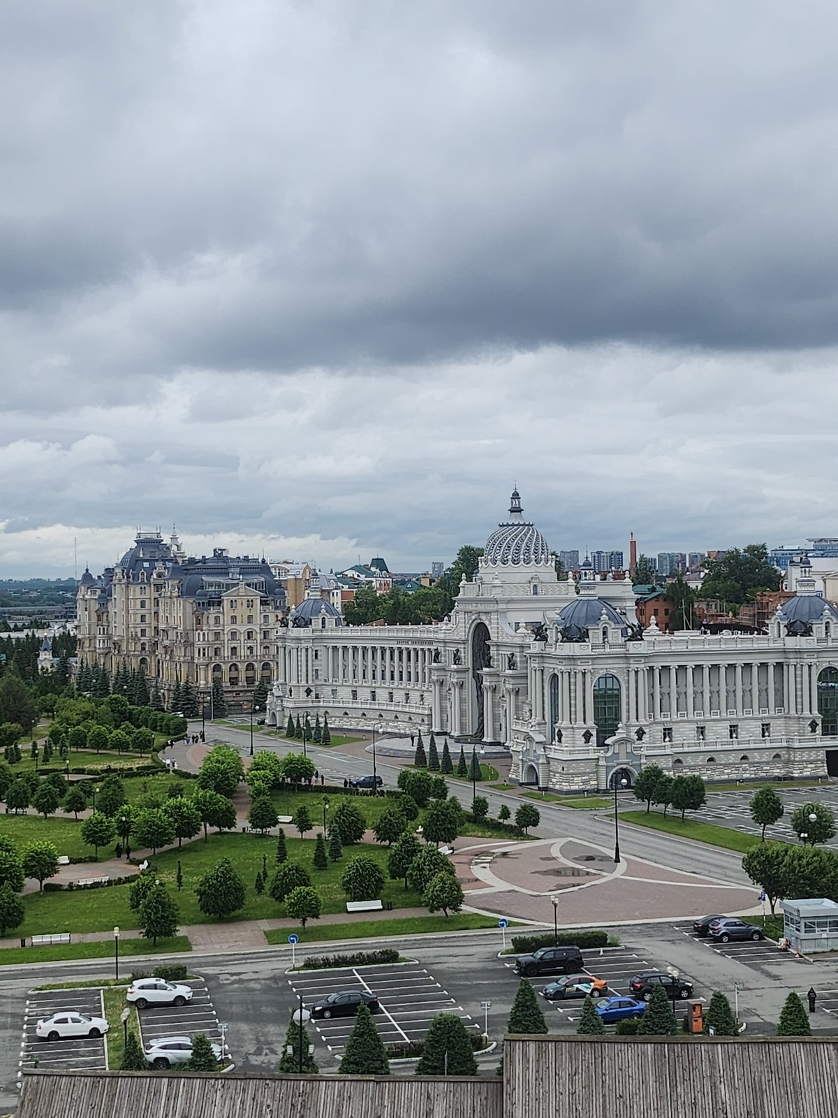 Aerial views capture European urban landscape with classical architecture