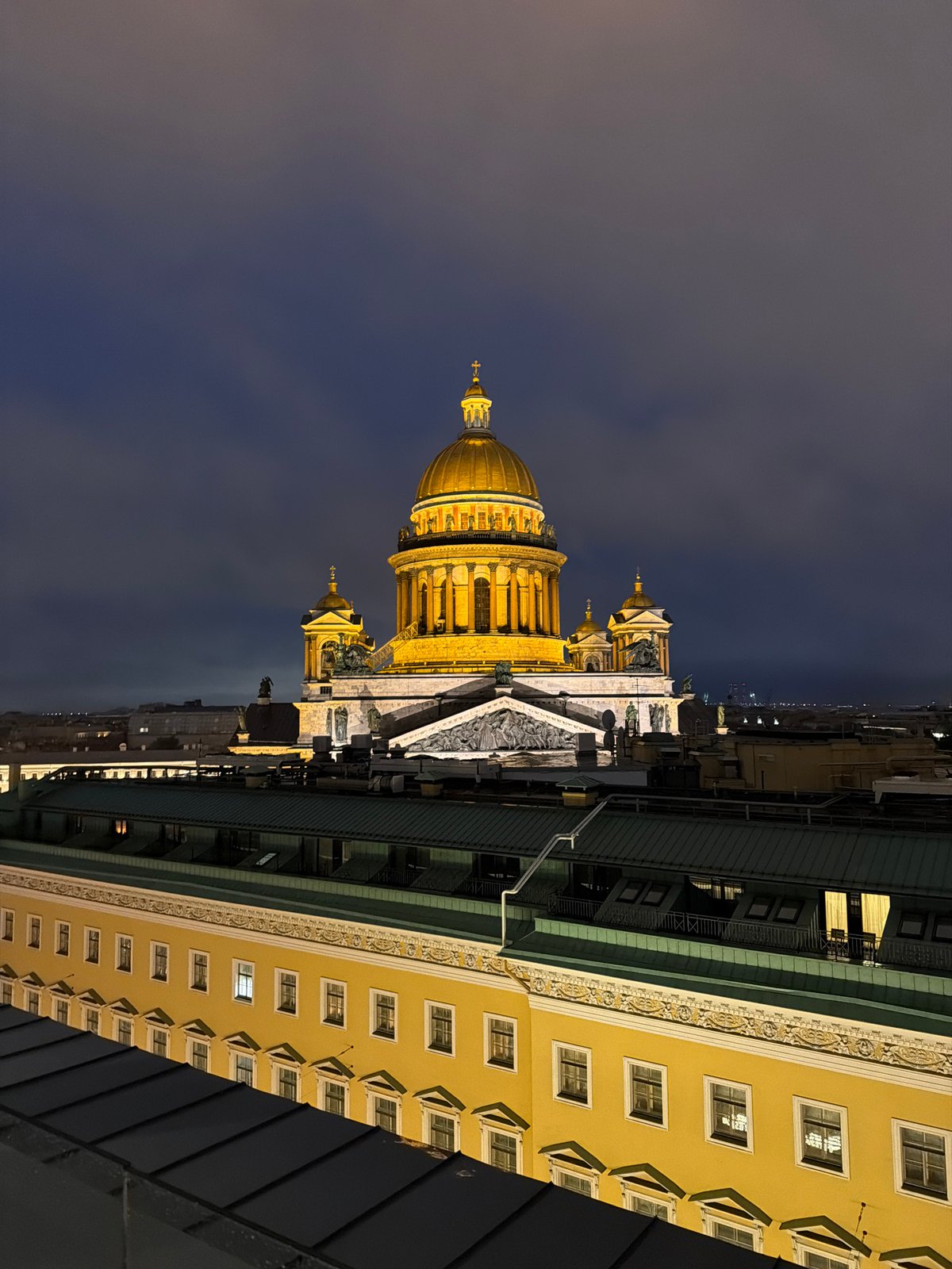 Saint Isaac's Cathedral glowing at night, Saint Petersburg