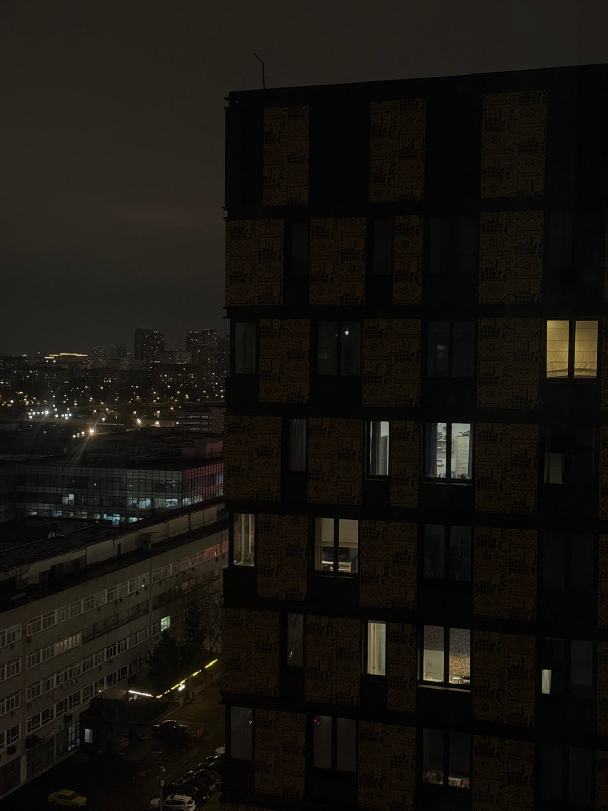 Night view captured from high vantage point in Moscow