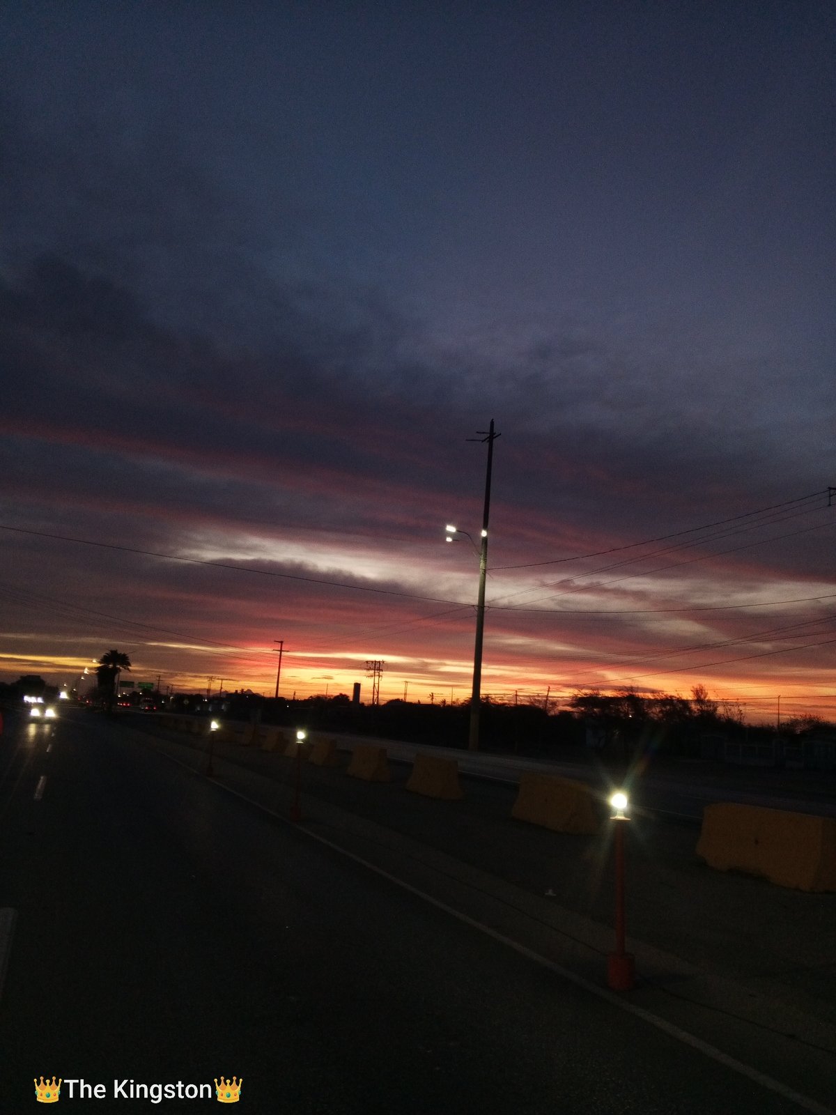 Sunset photographed over highway in El Dátil, Venezuela