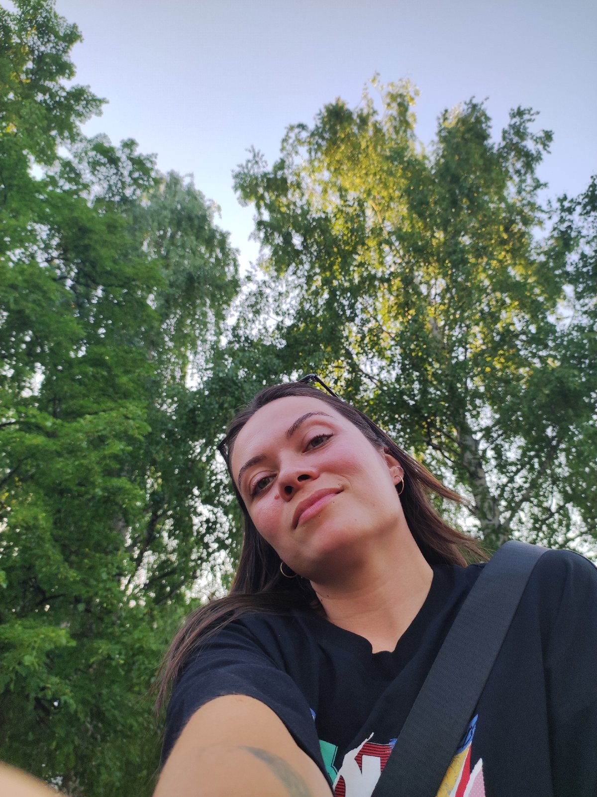 Woman documents casual afternoon with child and poodle in Chaikovsky