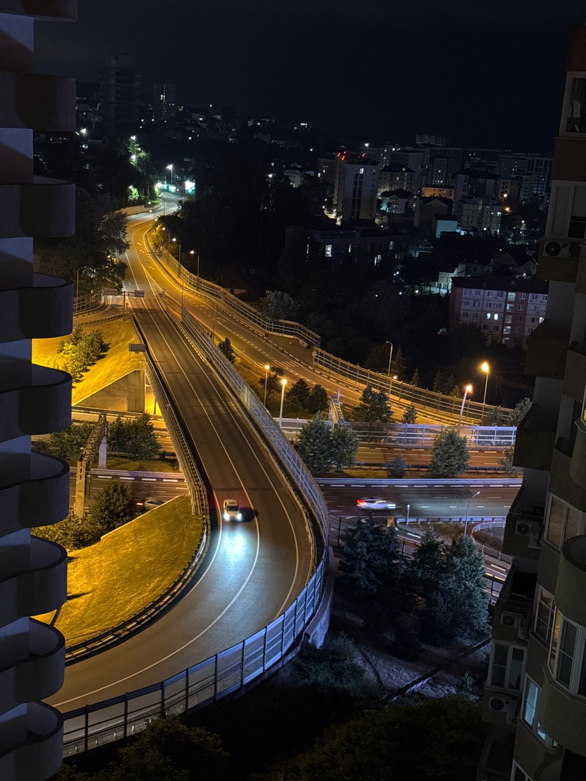 Nighttime urban documentation and selfies captured in Sochi, Russia