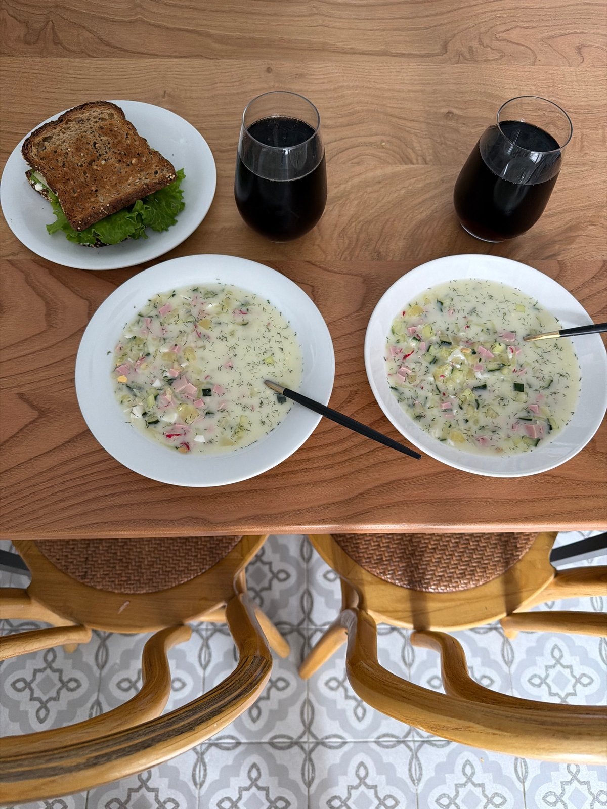 Cold soup meal documented in Santiago De Compostela