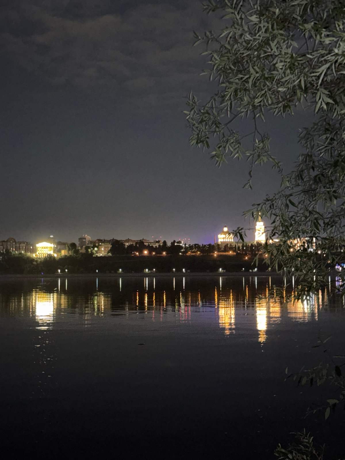 Perm's Kama River embankment at dusk on Day of Remembrance