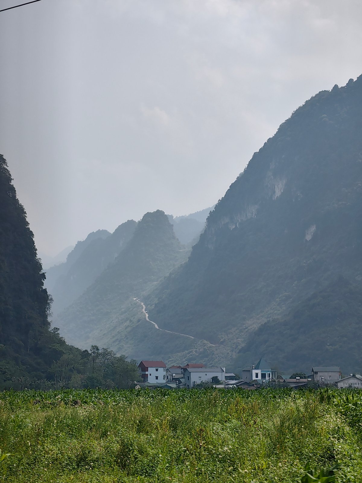 Rural landscape with crop fields observed in Xã Trường Hà