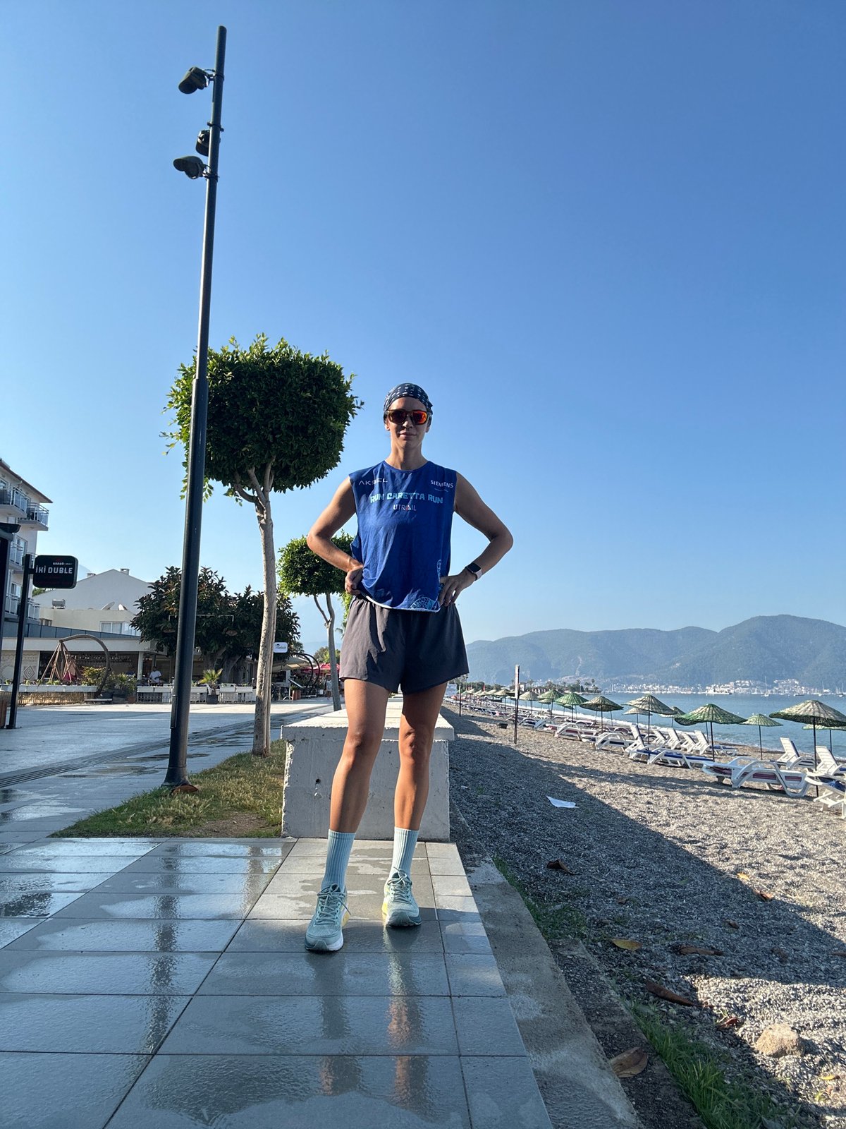 Early morning runner documented at Fethiye beach locations