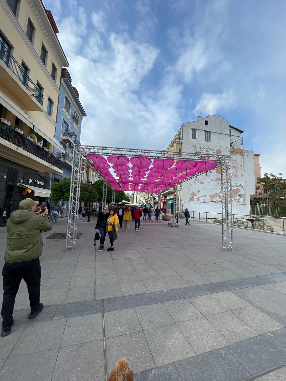 Afternoon stroll through Plovdiv captures umbrellas, ice cream, city views