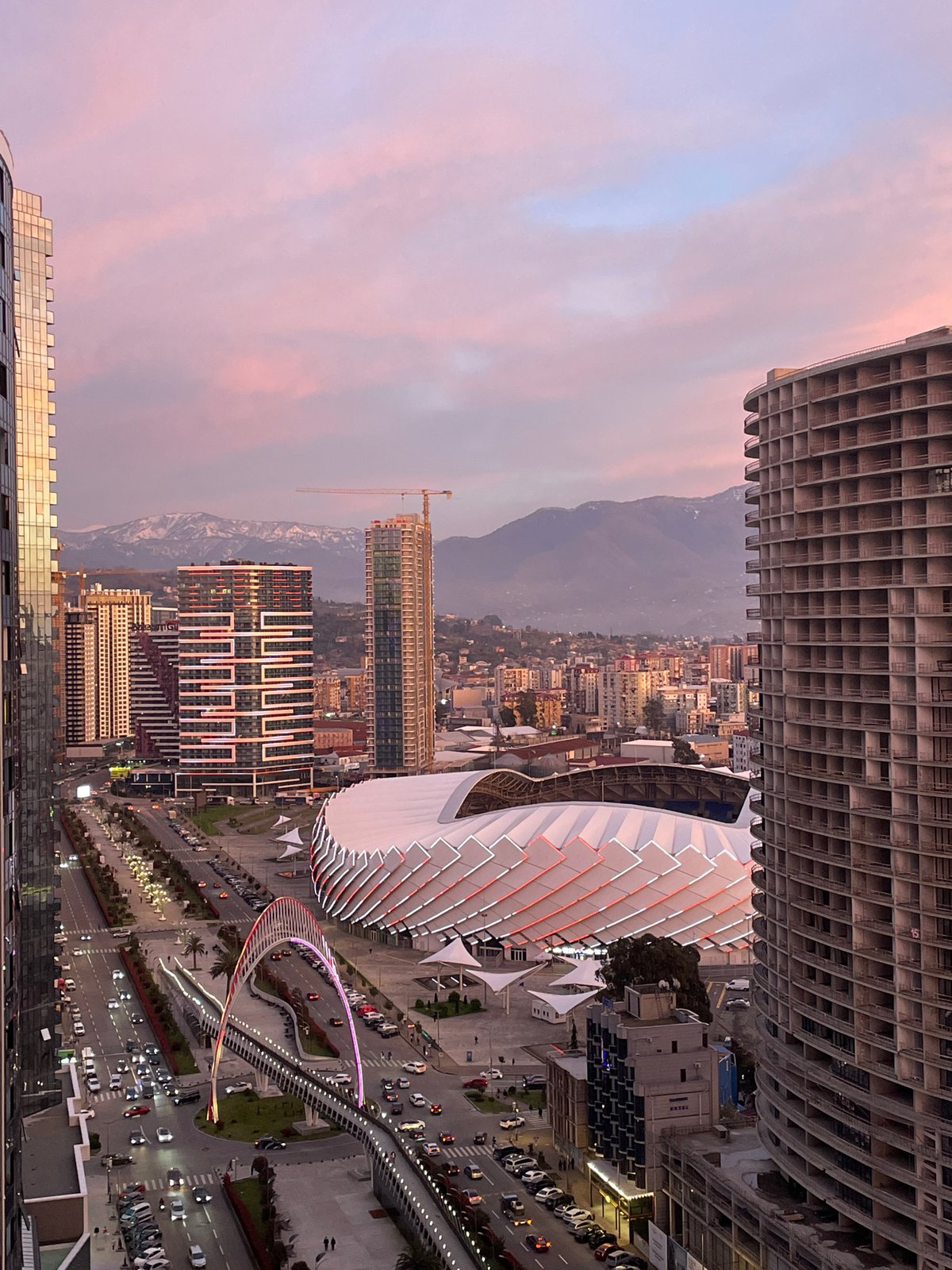 Construction cranes and high-rises documented in Batumi development