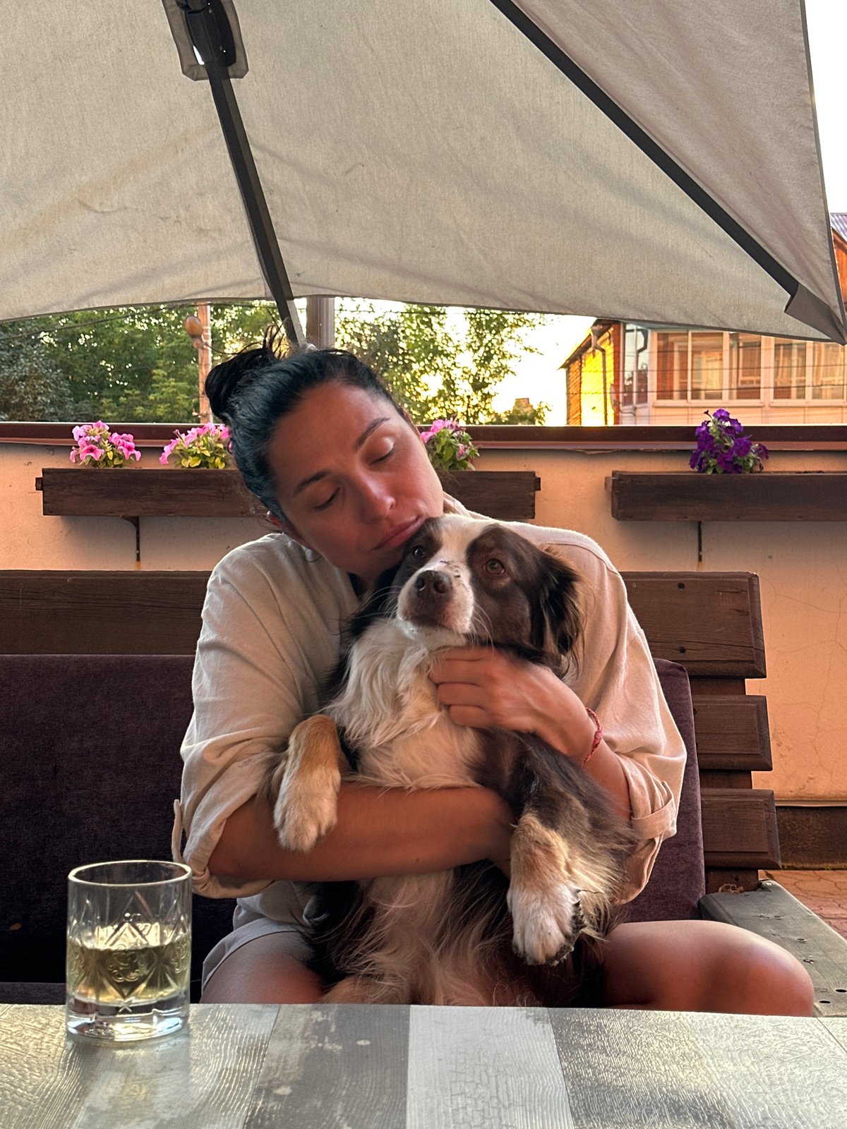 Casual patio moments with a dog in Irkutsk