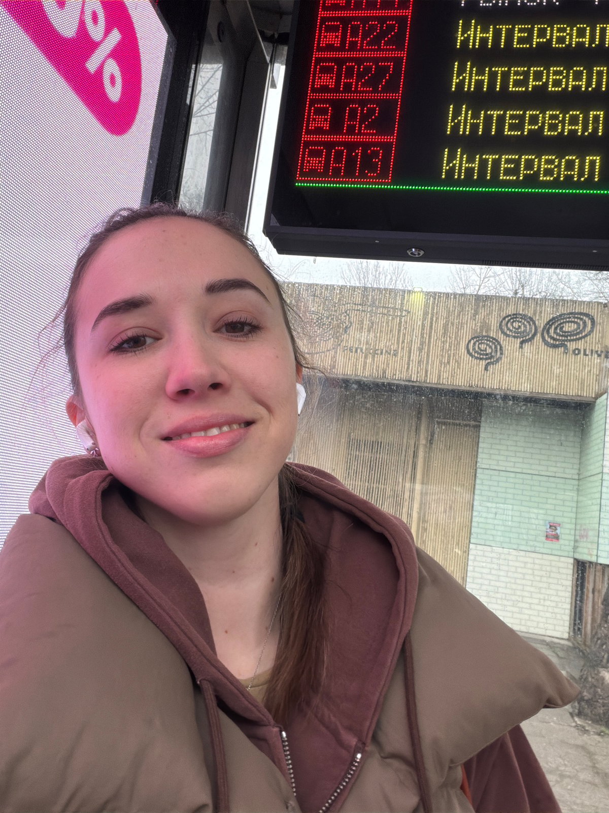 Woman takes selfie on public transport in Rostov-on-Don
