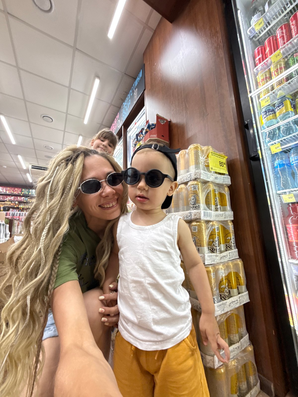 Mother and child enjoy sunny morning outing in Rusanovo