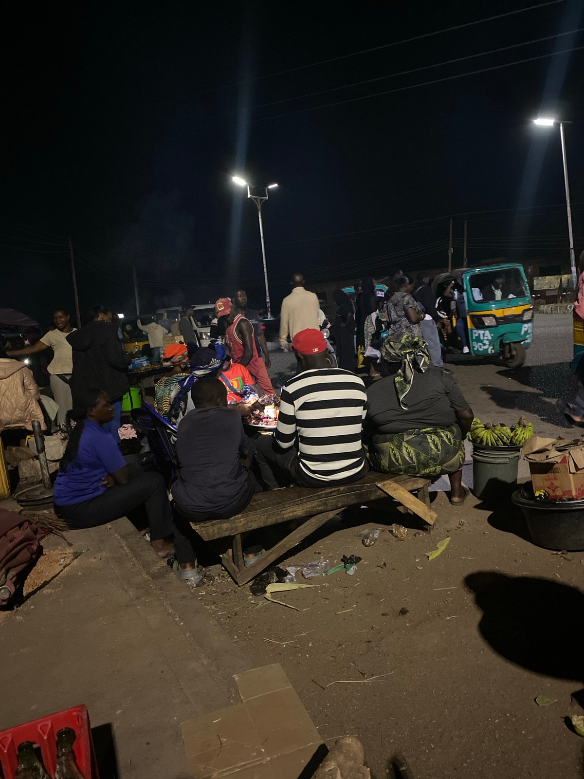 Evening street food market operates in Bukuru, Nigeria