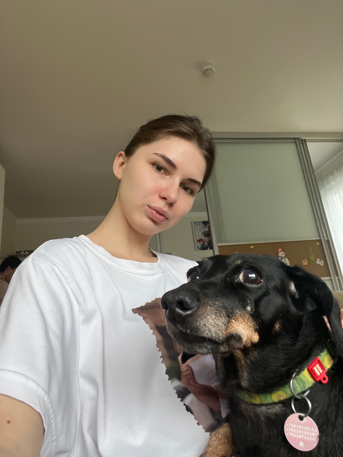 Couple photographed with tagged dog in Saint Petersburg