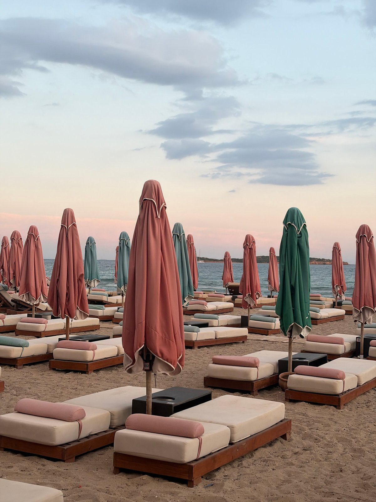 Sunset beach scenes documented in Voula, Greece