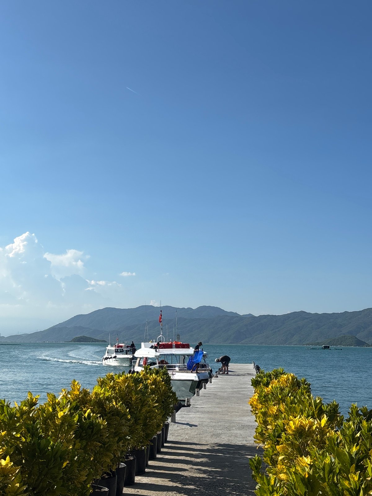 Quiet morning at a beachside pier in Vĩnh Lương, Vietnam
