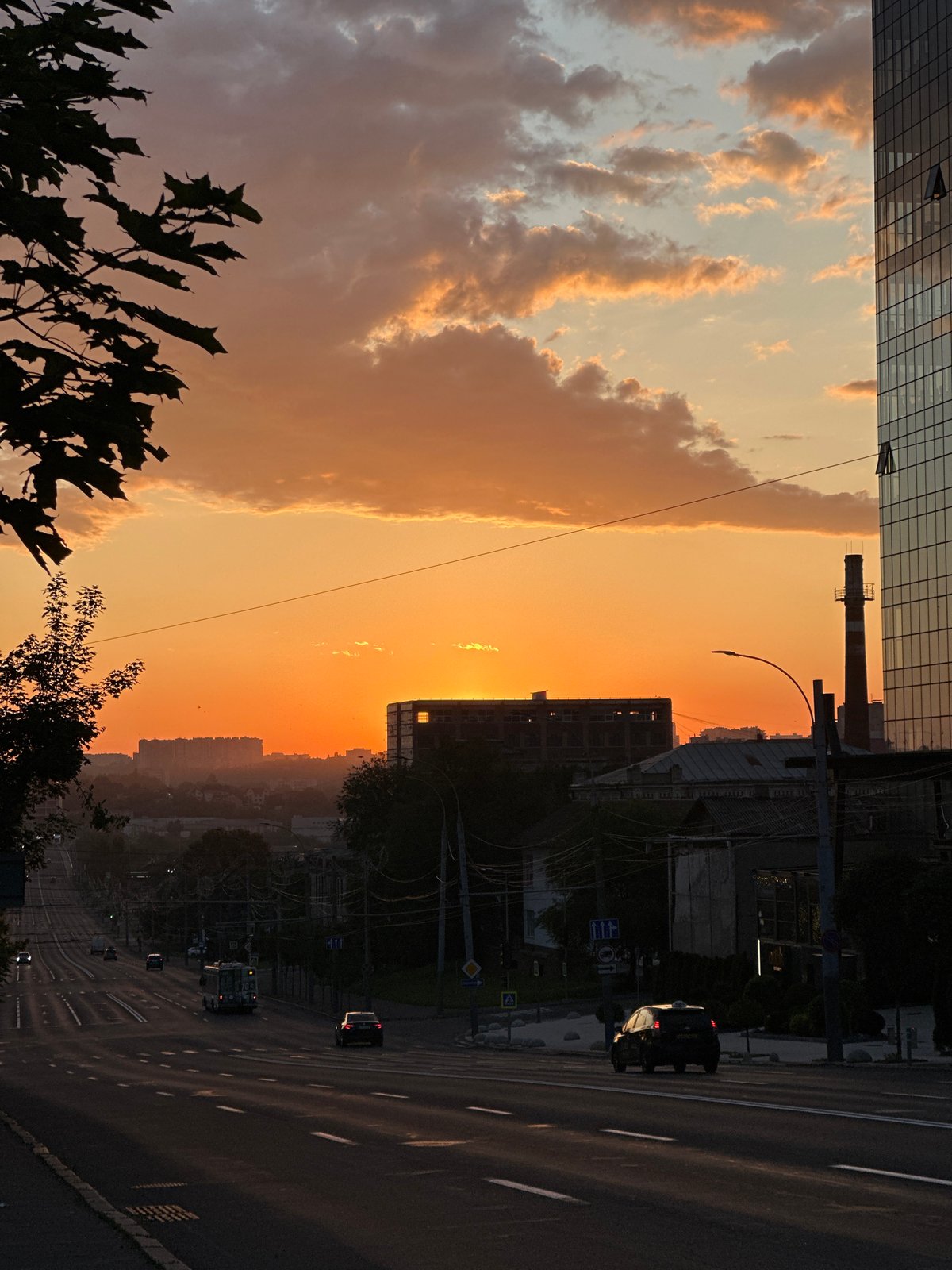 Witness documents dramatic sunset over Chișinău's modern skyline