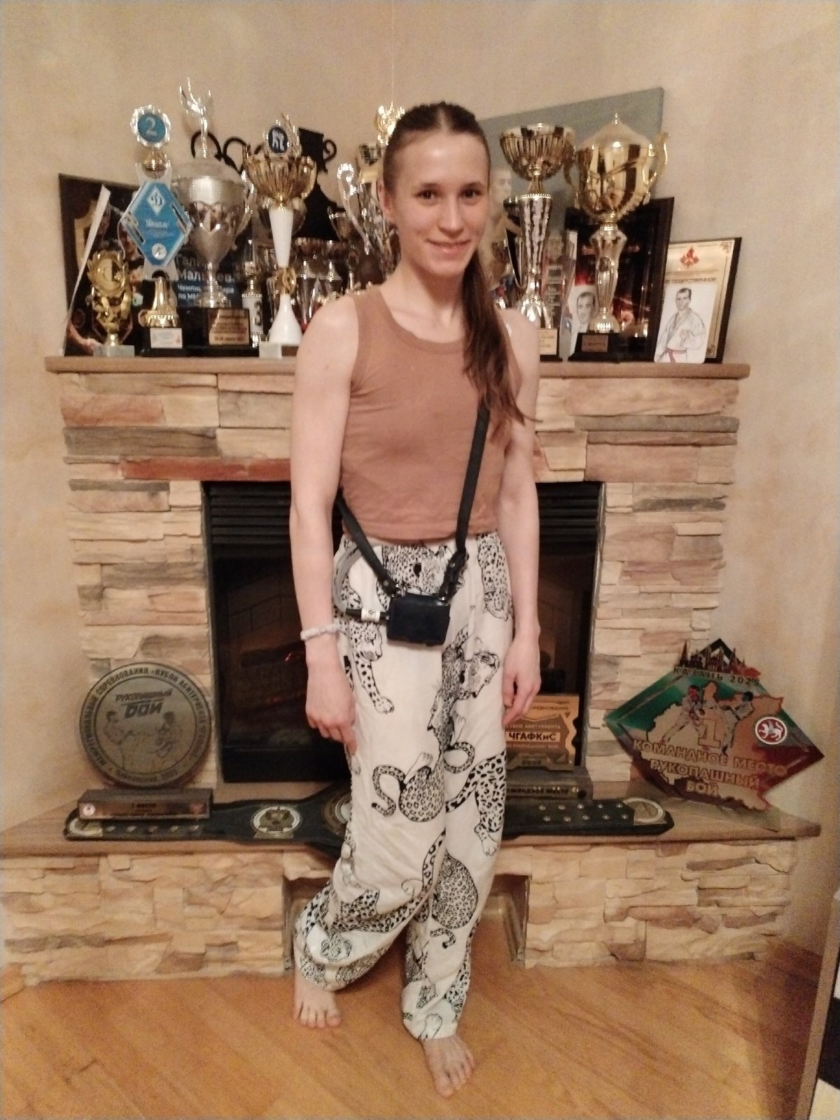 Woman photographed in multiple rooms during Chaikovsky home visit