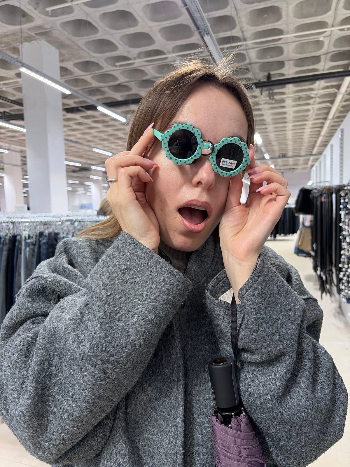 Woman documents morning shopping trip through Izhevsk retail stores