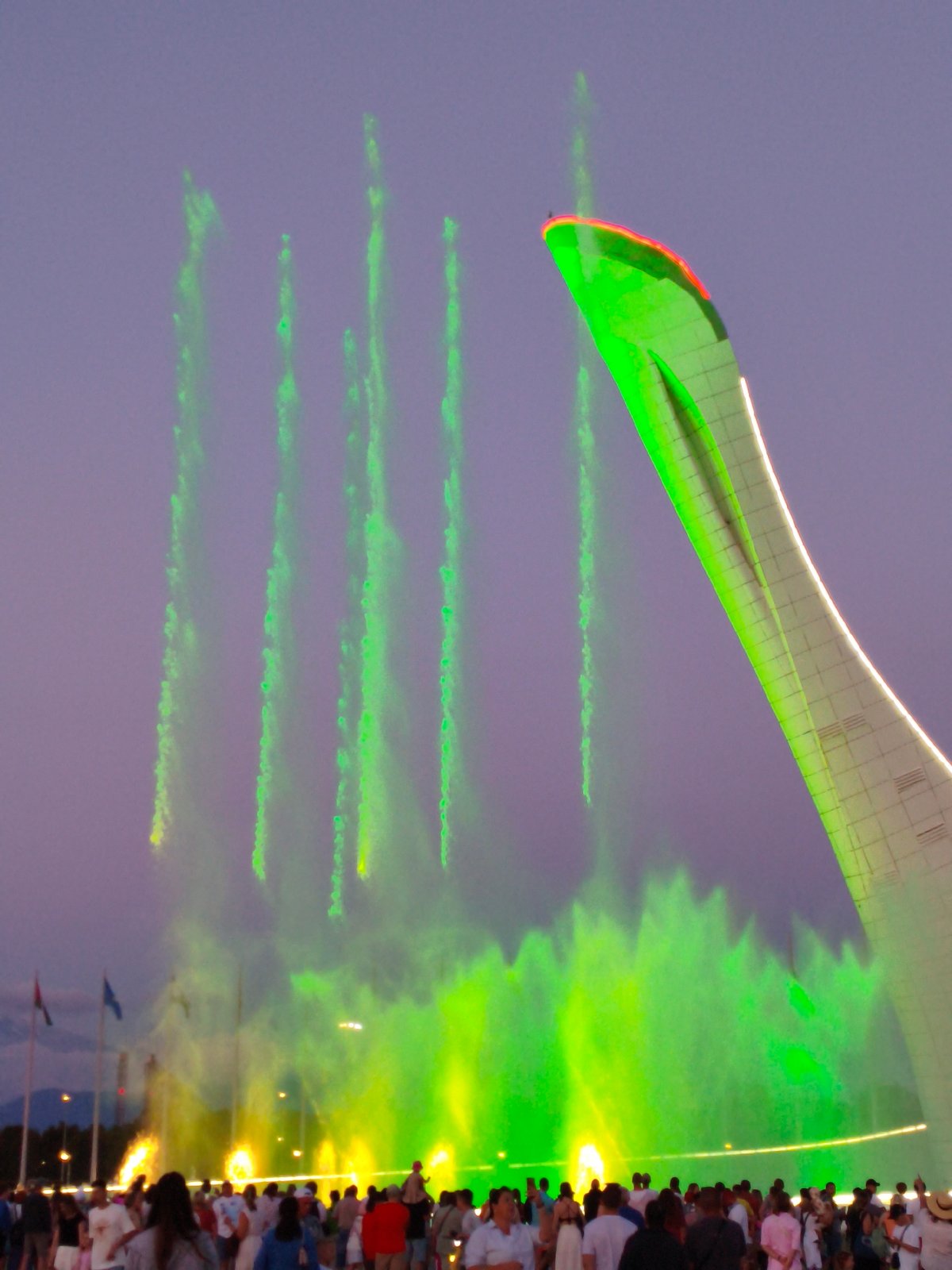 Crowds gather for fountain show at Sochi Olympic Park
