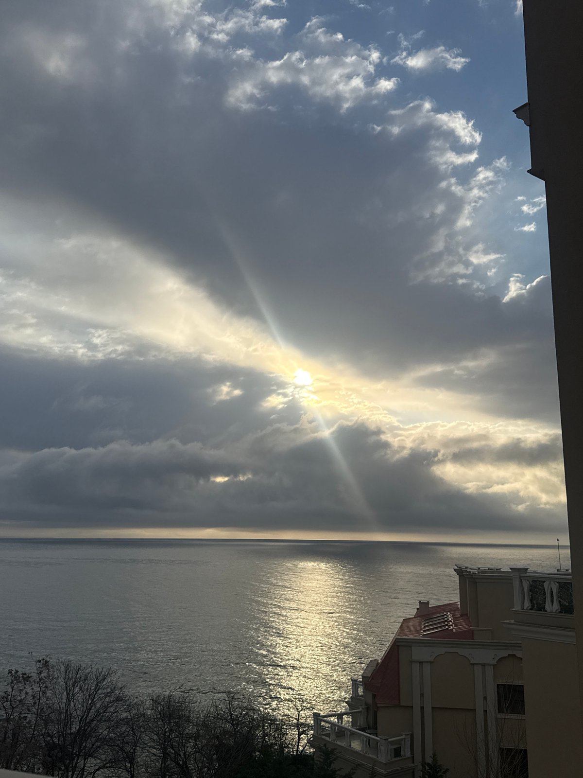 Dawn view of Black Sea captured from Varna balcony