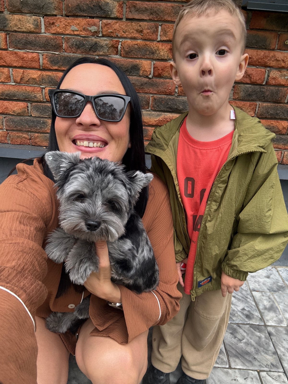 Casual afternoon out in Chaikovsky with a dog and a kid