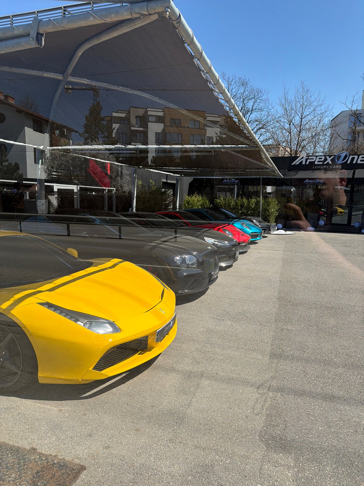 Luxury cars displayed at Sofia dealership showroom