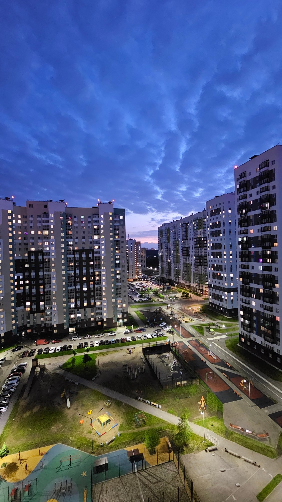 Evening residential scenes documented in Yekaterinburg, Russia