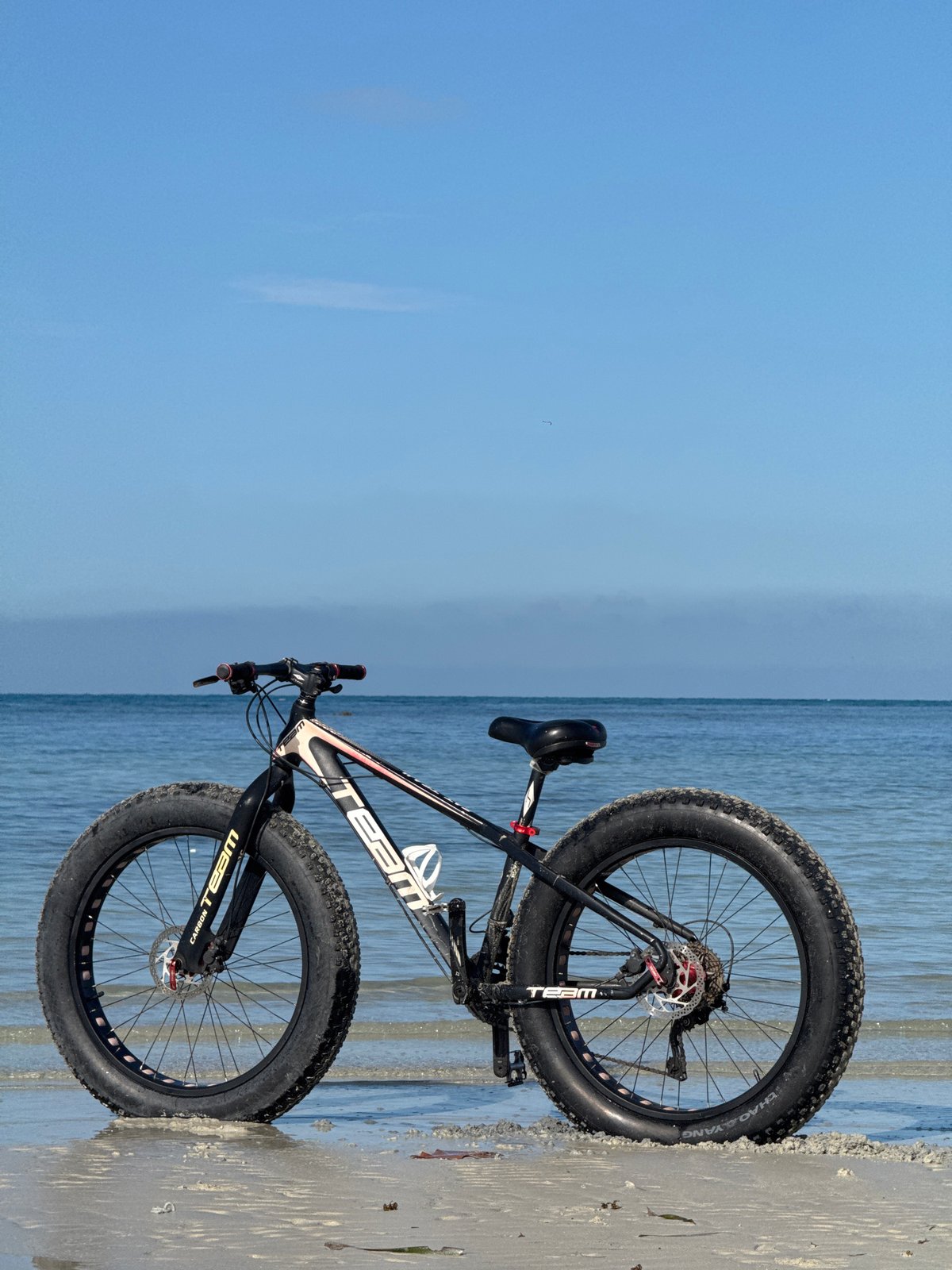 Fat-tire bicycle beach riding documented on Koh Phangan Island