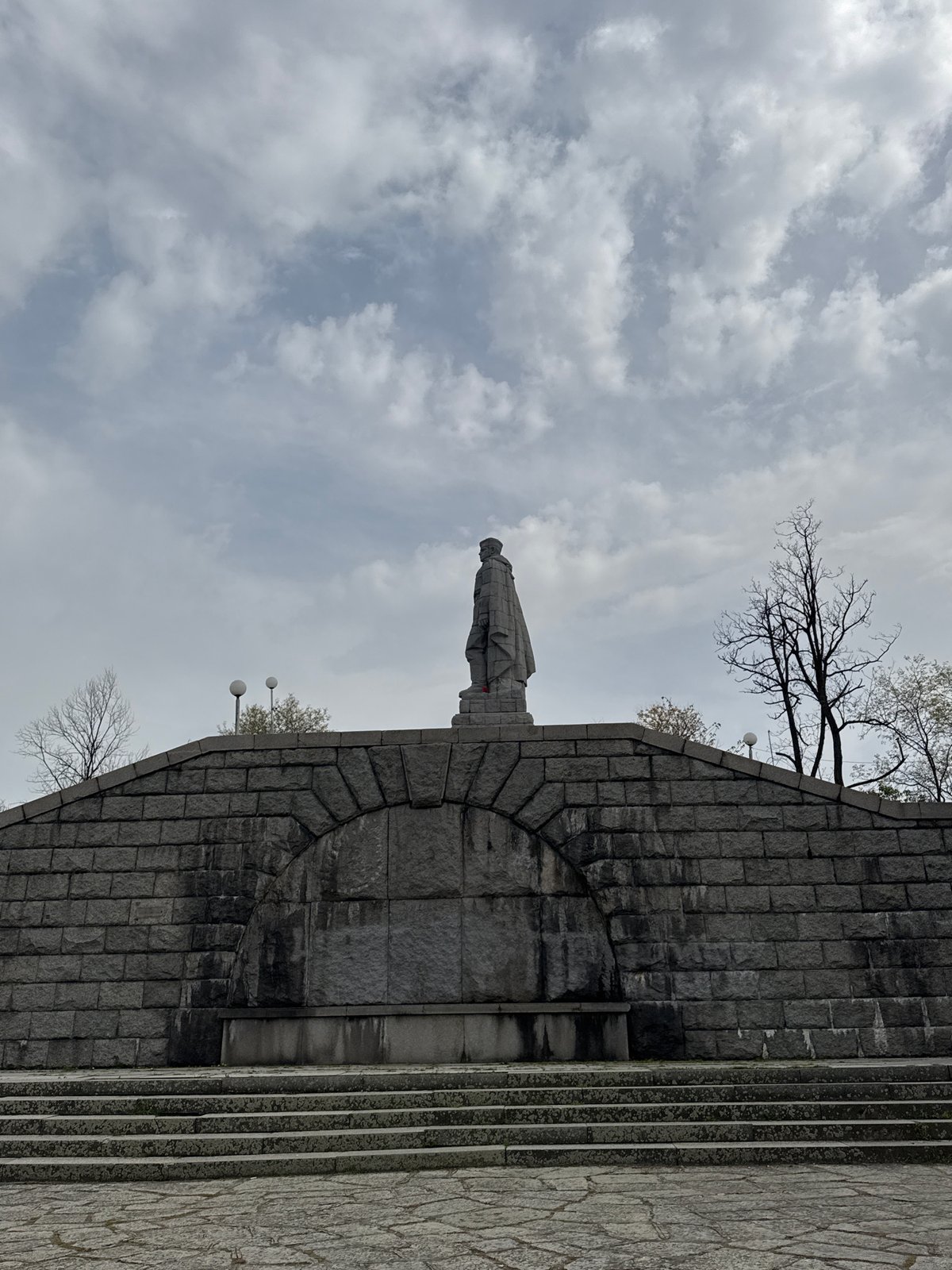 Tourist documents Plovdiv cityscape and Alyosha Monument views