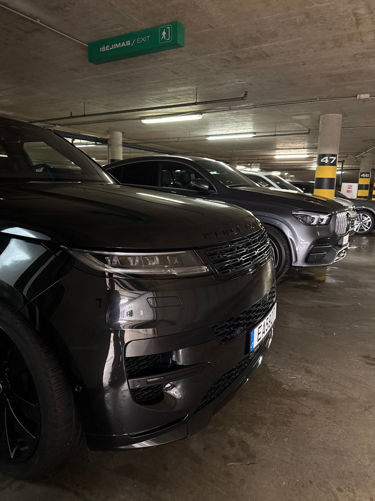 Range Rover parked in underground garage