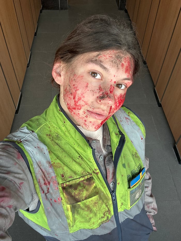 Film production with fake blood makeup underway in Qingdao